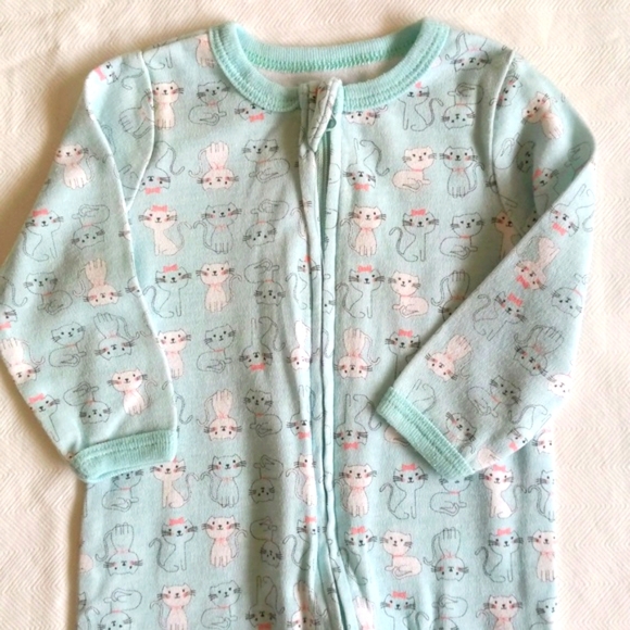 weeplay blue kittens zipper footie sleeper pajamas 3-6 months baby girl - Picture 2 of 5